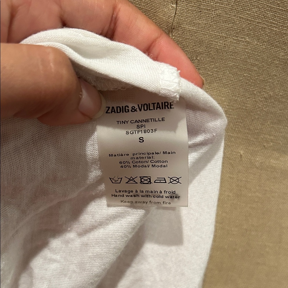 ZADIG & VOLTAIRE Women's White Embroidered and Beaded Butterfly T-shirt - Picture 7 of 7